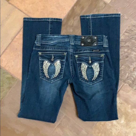 Miss Me Denim - Miss Me 27  w/angel wing rhinestone appliqués